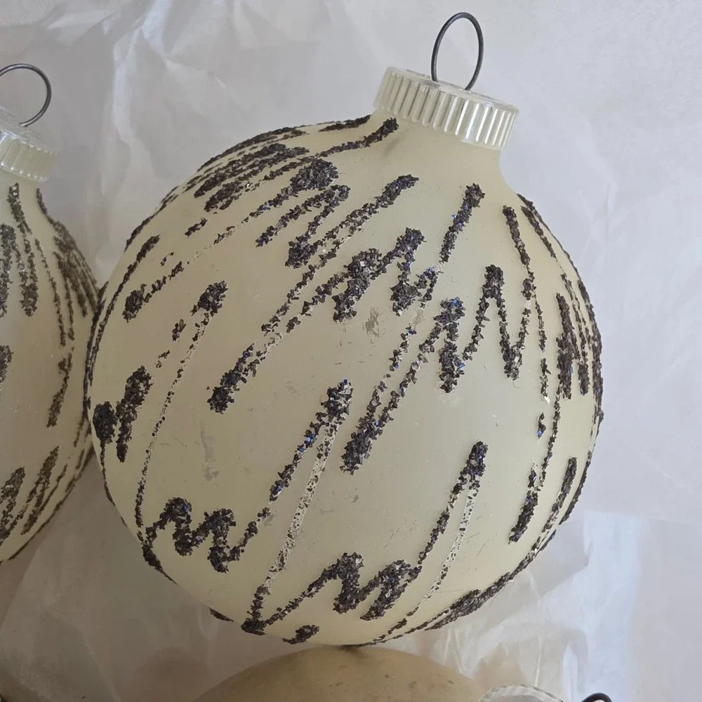 VTG West Germany Glass Christmas Ornaments Glitter Mica MCM D.B.G.M. Lot of 6